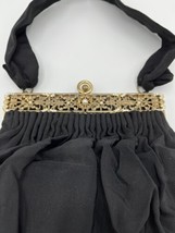 Vintage Guild Creations HANDBAG/PURSE Black Fabric w/ Rhinestones &amp; Pearl - £29.48 GBP