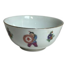 Vintage Noodle Bowl Made in China Bowl  gold trim Oriental Floral Flowers - $23.36