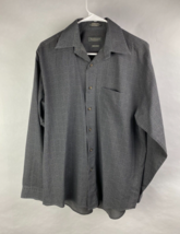 Van Heusen Men’s M (15-15.5) Long Sleeve Gray Patterned Dress Shirt - Button Up - £10.19 GBP