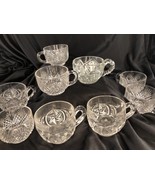 Vintage Lot 9 Punch Bowl Cups EPAG Glass 3 designs Star, Diamond point  - £38.82 GBP