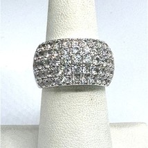 925 Sterling Silver And Colorless Gems Wide Dome Band Ring Size 7 Sky - $43.96