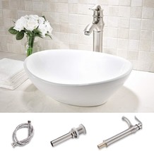 Oval White Porcelain Ceramic Bathroom Vessel Sink Basin Washing Bowl, Hlblfy. - £86.80 GBP