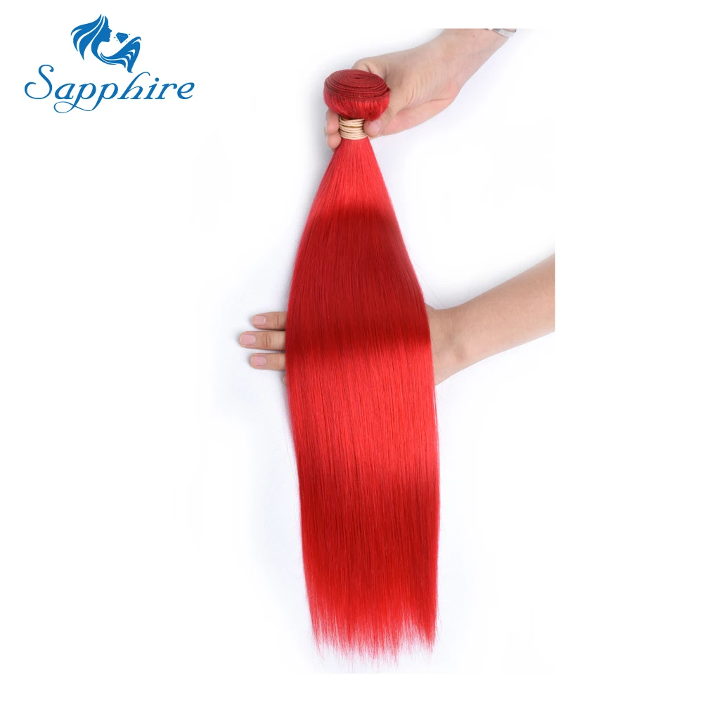 Sapphire Short 10&quot;-12&quot; Colored Hair Bundles Red #118 Ombre 2 Tones Colored 1 PCS - £24.05 GBP+