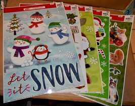 Christmas Window Clings 5 Each You Choose 15&quot; x 12&quot; Holiday Time USA Imp... - £5.16 GBP