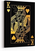 NEW &#39;King of Hearts’ Gold Inspirational Wall Art Canvas Print Sz 16x12 in - $60.43