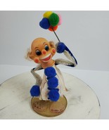 Vintage 1970s Seashell Clown Smiling 7.5&quot; + Balloons Handmade Figurine - £14.59 GBP