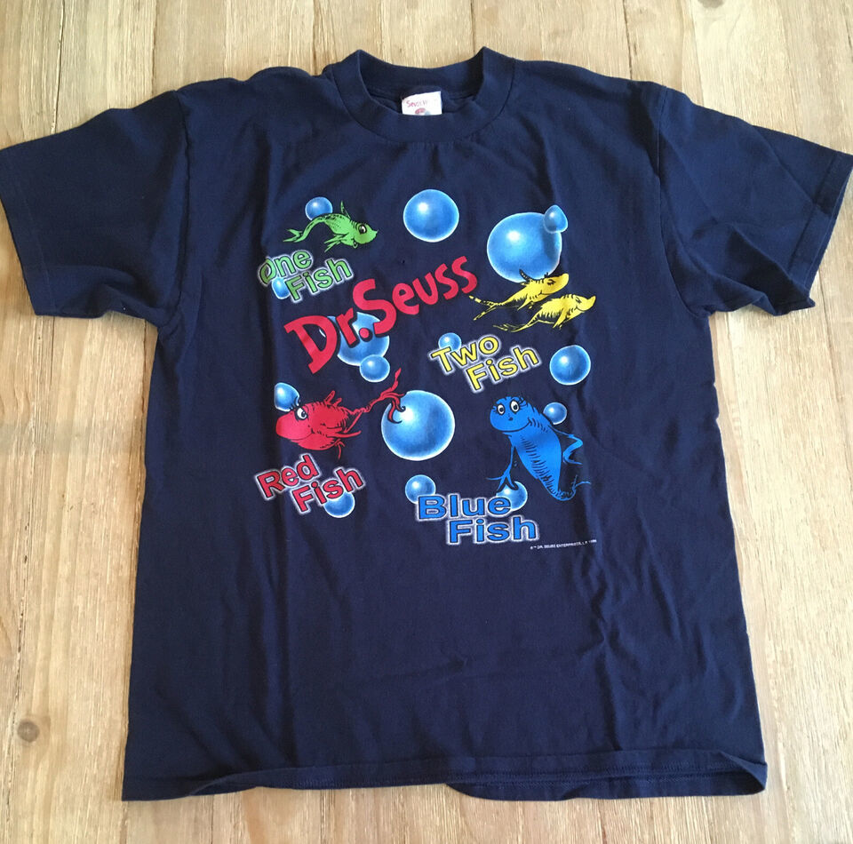 Primary image for VINTAGE 1999 Dr Seuss Wear Large T Shirt One Fish Two Fish Blue