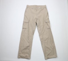 Vintage Wrangler Mens 34x34 Distressed Relaxed Fit Wide Leg Cargo Pants Beige - £39.06 GBP