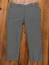 Zac Rachel Petite Flat Front Black White Patterned Cropped Slacks Pants 12P - £14.89 GBP