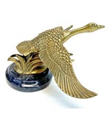 Vintage Brass GOOSE DUCK Flying Figurine Statue on Marble Base 8&quot; X 7.5&quot;... - £19.60 GBP