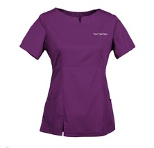Custom Embroidered Women&#39;s Scrub top Personalised with your Text Workwear  - £19.16 GBP