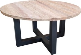 Dining Table Padmas Plantation Giorgia Industrial Pedestal Base Round Reclaimed - £7,585.08 GBP