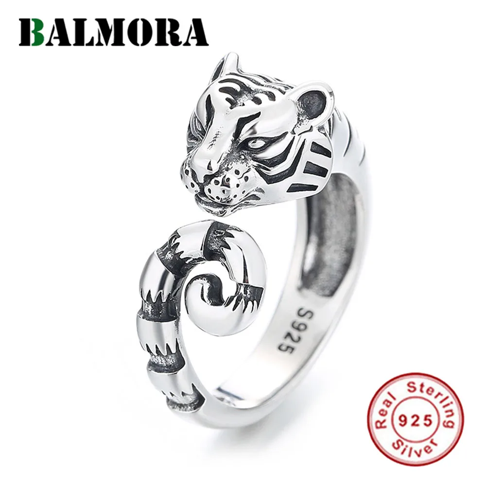 S925 Silver Cute Animal 3D Tiger Ring For Women Men Vintage Sculpture Punk Hip H - £27.82 GBP