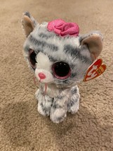 NWT Ty Beanie Boos Glitter Eyes KIKI The Cat 6&quot;  Grey Striped Super Cute... - £7.46 GBP