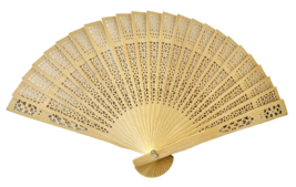 Vintage Pierced Bamboo Wood Folding Hand Fan Can Make Spiral Dollhouse Stairs b - £11.62 GBP