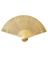 Vintage Pierced Bamboo Wood Folding Hand Fan Can Make Spiral Dollhouse S... - £11.45 GBP