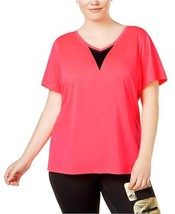 Material Girl Womens Active Plus Size Open Back V Neck Top  1X  Flash Mode - £15.25 GBP