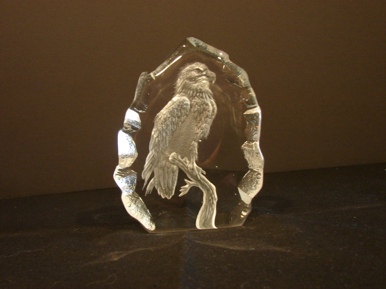 Etched Crystal Glass Bald Eagle Sculpture Romania  5&quot; - $6.00