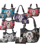 Sugar Skull Handbag Western Carry Concealed Shoulder Bag Purse Wallet Wo... - £39.22 GBP+