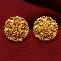 New 22k Pure Unique Solid Gold Small Stud Earring Indian Handmade 4.87 Gram - £523.48 GBP