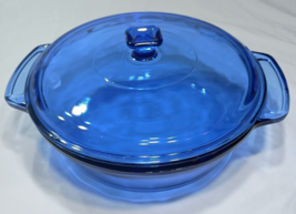 Anchor Hocking 9&quot; 2 Quart Covered Cobalt Blue Casserole Dish w/ Lid USA - £17.49 GBP