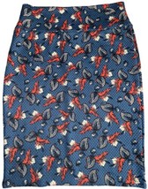 NEW LuLaRoe Medium Blue White Coral Paisley Cassie Pencil Skirt - $21.77