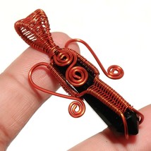 Black Spinel Fashion Wire Wrapped Handcrafted Copper Jewelry Pendant 2.1" SA 536 - £3.18 GBP