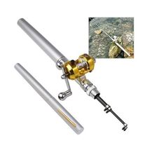 Accessotech Mini Silver Pocket Fishing Rod Pole &amp; Golden Reel Pen Shape ... - $37.00