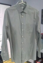 Geoffrey Beene Regular Fit Dress Shirt Light Gray Striped 16  34/35 Wrin... - £6.30 GBP