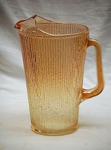 Old Vintage Tree Bark Variant by Jeannette 9&quot; Pitcher w Ice Guard Glassware MCM - £47.47 GBP