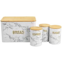 MegaChef 4 Piece Iron Canister Set in Marble - £27.62 GBP