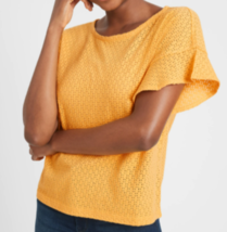 Banana Republic Eyelet Flutter-Sleeve Top Orange XL - £31.42 GBP