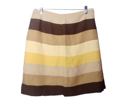 Ann Taylor Loft Linen Blend Skirt Size 8 Lined Career Striped Neutral - £12.46 GBP