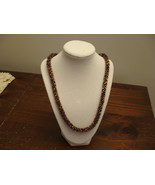 Kumihimo Beaded Necklace 23.5 inches In brown, amber, gold tones(item 115) - $89.18 CAD
