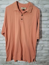 Men Vintage Tommy Bahama Medium 70% Silk Short Sleeve Polo Coral Salmon - $27.41 CAD