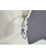 Womens Sterling Silver Modernist Opal Star Hoop Earrings 4.7g E3151 - €38,51 EUR