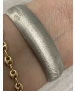 Vintage Monet Brushed  Silver Tone Wide Bangle Bracelet - $35.63