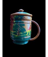 Vintage Handpainted Wood Mug &amp; Lid Haiti ? Tropical Travel Souvenir Coll... - $27.80