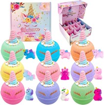 Unicorn Bath Bombs for Kids 9 Large Organic Kids Bath Bombs with Squishy Toys In - £47.33 GBP