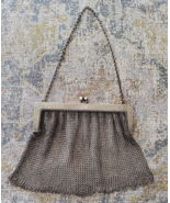 Victorian Sterling Silver Mesh Handbag Purse Circa 1909 With Engravings - £101.71 GBP