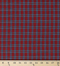 Tartan Plaid Shirting Red Polyester/Cotton Yarn Dyed Fabric by the Yard D157.25 - £11.71 GBP