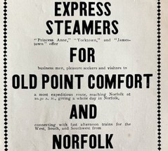 Old Dominion Steamship Co 1897 Advertisement Victorian Boats Virginia DW... - £31.69 GBP