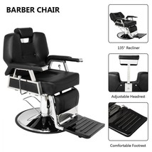 Extra Wide Reclining Hydraulic Barber Chair Heavy Duty Salon Beauty Spa ... - £380.58 GBP