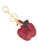 Red Bling Rhinestone Studded Apple Tassel Keychain Bag Charm - $18.92 CAD