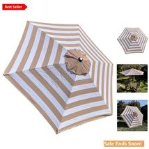 Durable 9 ft Replacement Canopy - Coffee/White Stripe for Outdoor Umbrellas - $56.38