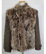 Vintage Convertible Raccoon Fur Coat Jacket Vest w. Knit Sweater Arms M-L? - $148.50