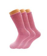 Women’s Pink Mid-Calf Cotton Crew Socks 3 Pack Cushioned Athletic Fit Si... - $16.32 CAD