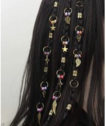 30 piece gold hair rings with multicoloured star leaf and wing charms - £9.57 GBP