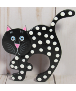 Black Cat Polka Dots Hand Painted Lightweight Wood Napkin Ring Re-Purpos... - £4.51 GBP