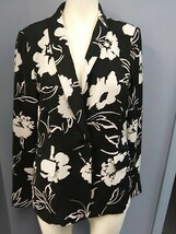 Nine West Floral-Print Single Button Jacket,Size Small/Black&amp;White - £43.72 GBP